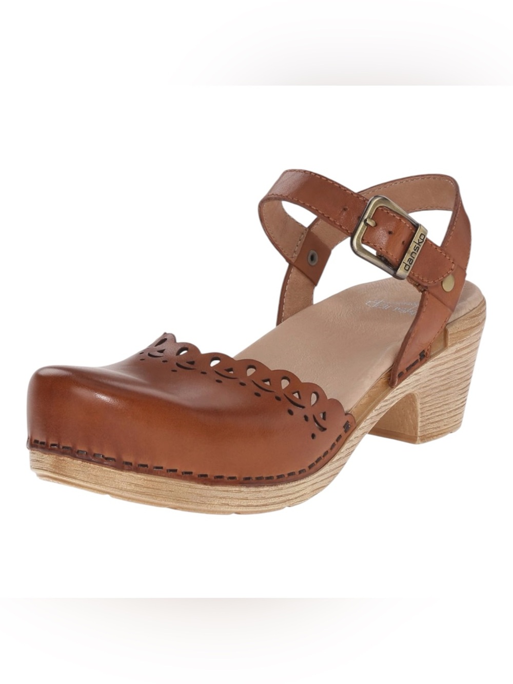 Dansko Women's Marta Heeled Clog Sandal in Camel size 41